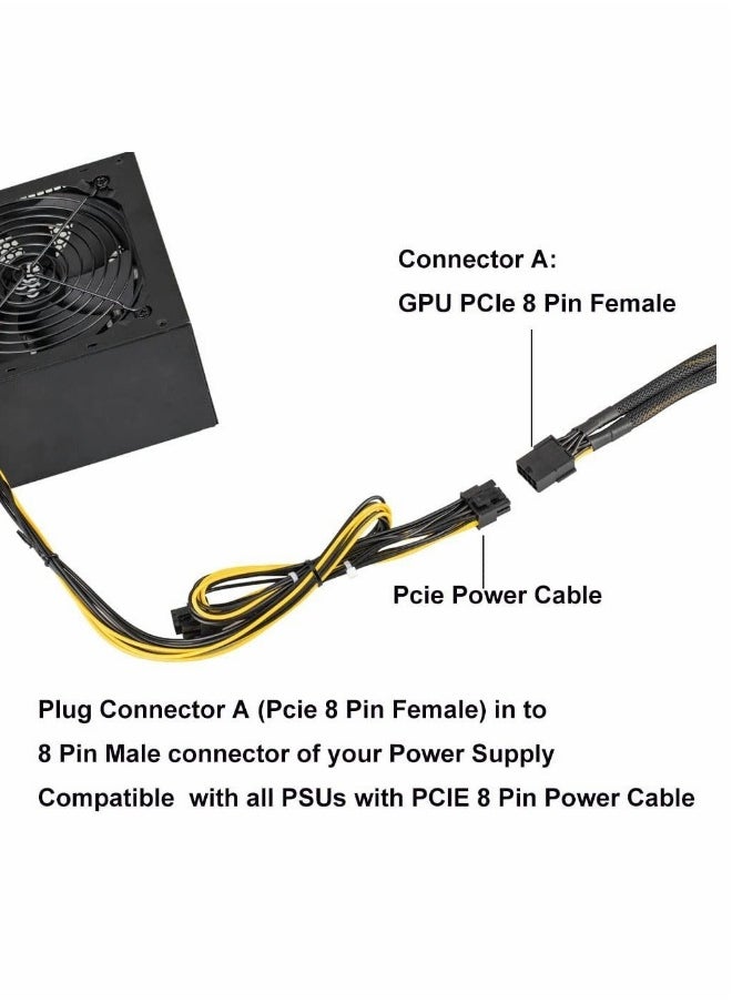 Graphics Lines, Graphics Card 8 Pins One Point Two Lines, Graphics Card 8p Extension Cable, Graphics Card Adapter, Braided 20cm, Pci-e Pcie Power Cable 18awg 20cm, with Sleeve