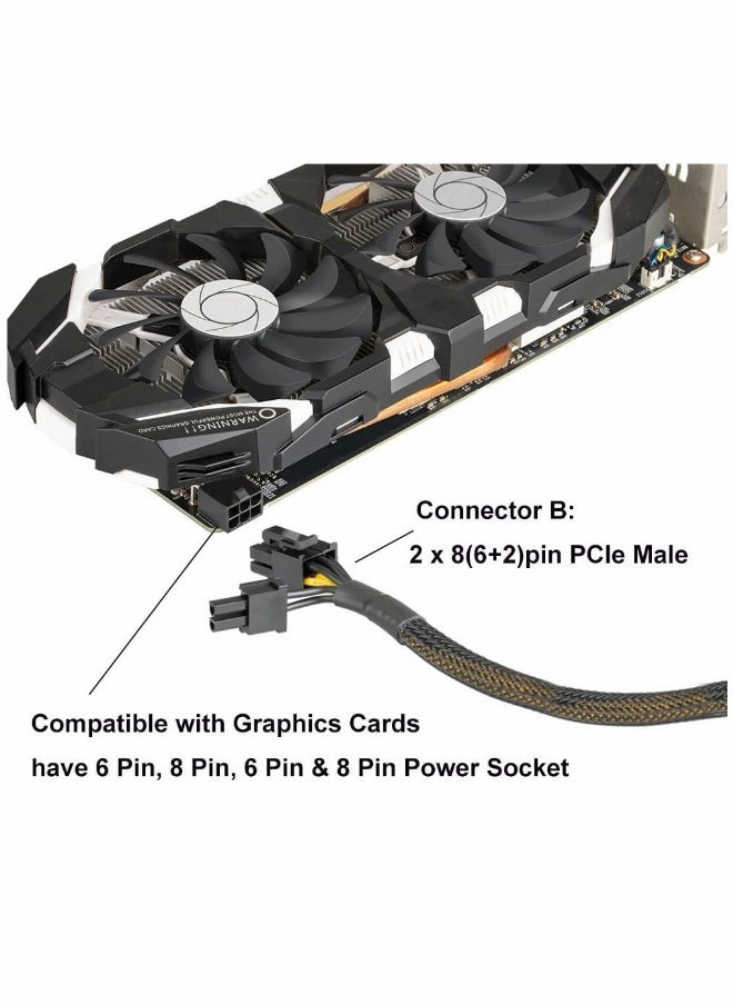 Graphics Lines, Graphics Card 8 Pins One Point Two Lines, Graphics Card 8p Extension Cable, Graphics Card Adapter, Braided 20cm, Pci-e Pcie Power Cable 18awg 20cm, with Sleeve