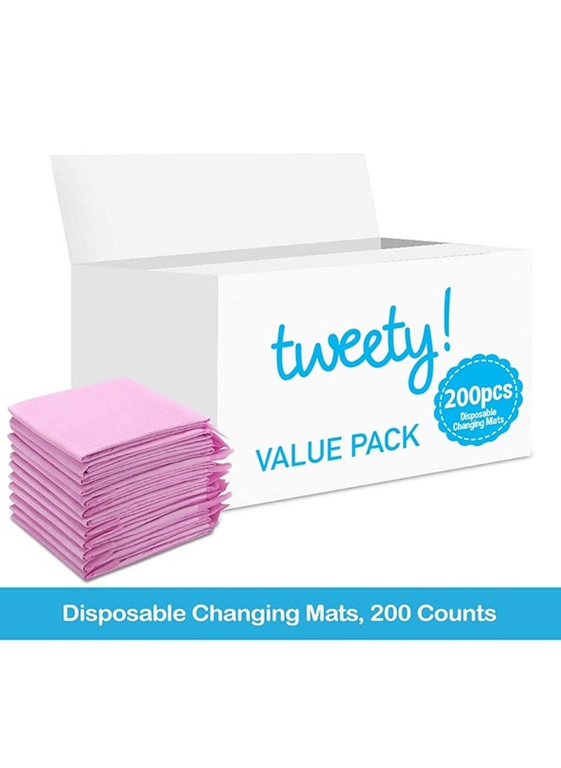 Tweety Disposable Changing Mats 200 Counts Soft Waterproof Mat Portable Leak Proof Changing Mat New Mom Leak Proof Under pad Mattress Table Protector Pad