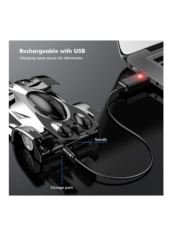 Remote Control Car,  for Kids, Rc Cars Car Toys Wall Climbing Car Dual Mode 360°Rotating Stunt Rechargeable High Speed Vehicle with LED Lights (Black and White)