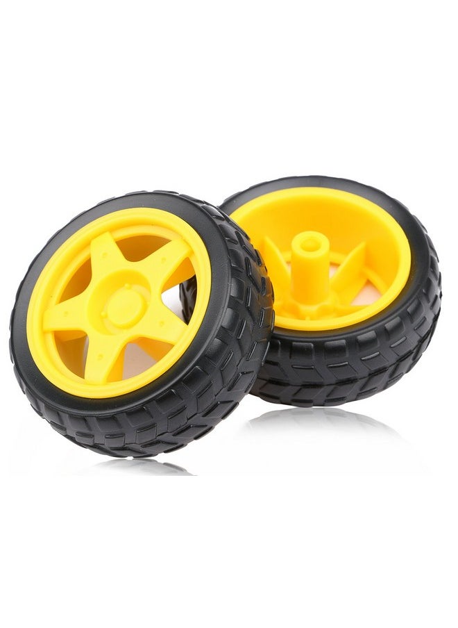 4Pcs Dc Electric Motor 3-6V Dual Shaft Geared Tt Magnetic Gearbox Engine With 4Pcs Plastic Car Tire Wheel, Mini Φ67Mm Smart Rc Car Robot Tyres Model Gear Parts