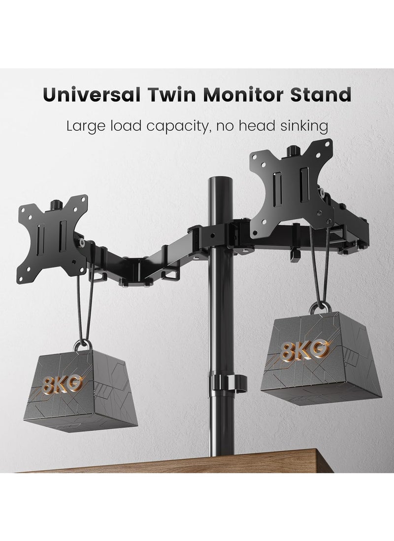 HEYMIX LIFE Dual Monitor Arm - Height Adjustable Dual Monitor Arm for 13-27
