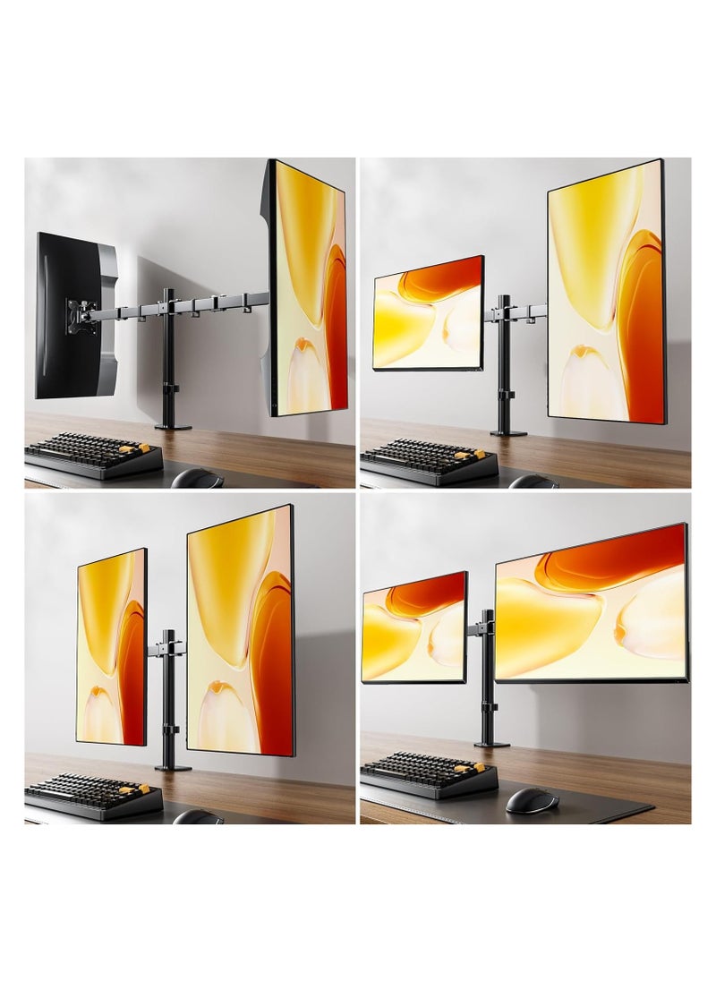 HEYMIX LIFE Dual Monitor Arm - Height Adjustable Dual Monitor Arm for 13-27