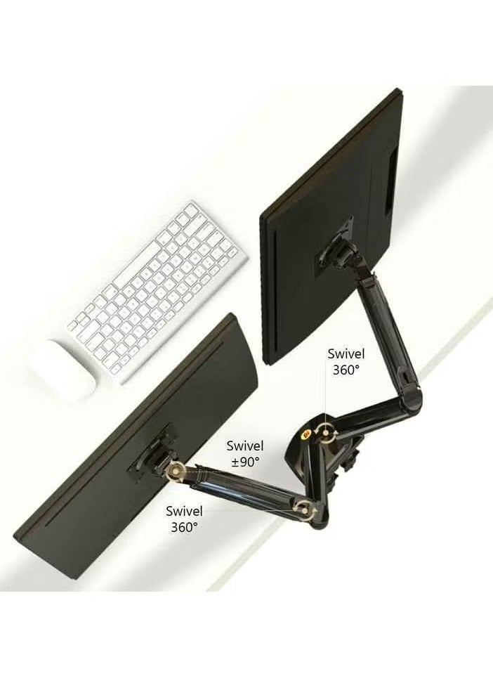 F160-FP Gas Spring Dual Arm Monitor Stand - Adjustable Holder for 17