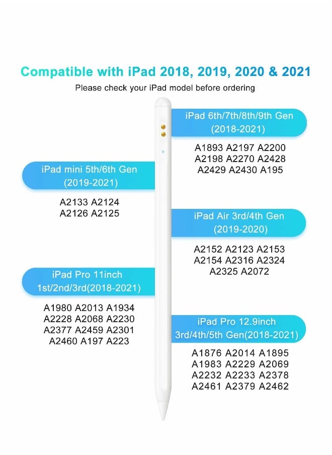 Stylus Pens for iPad 2018-2022, Rechargeable Touch Screen Pen for iPad with Tilt Sensitivity, Magnetic Attach Stylus Pencil with Charging Case for iPad Pro Air Mini