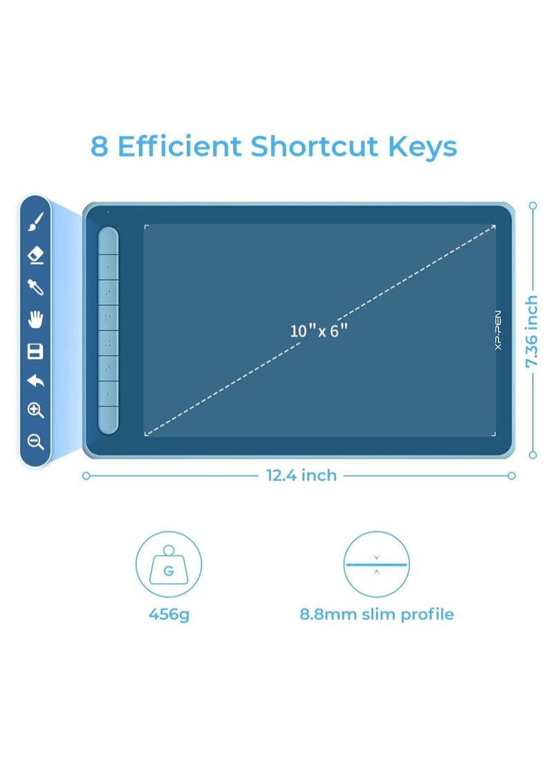 Deco L Ultrathin Graphics Drawing Tablet with X3 Smart Chip, Pen Tilt Function, 8 Shortcut Keys, 10x6 Inch Working Area