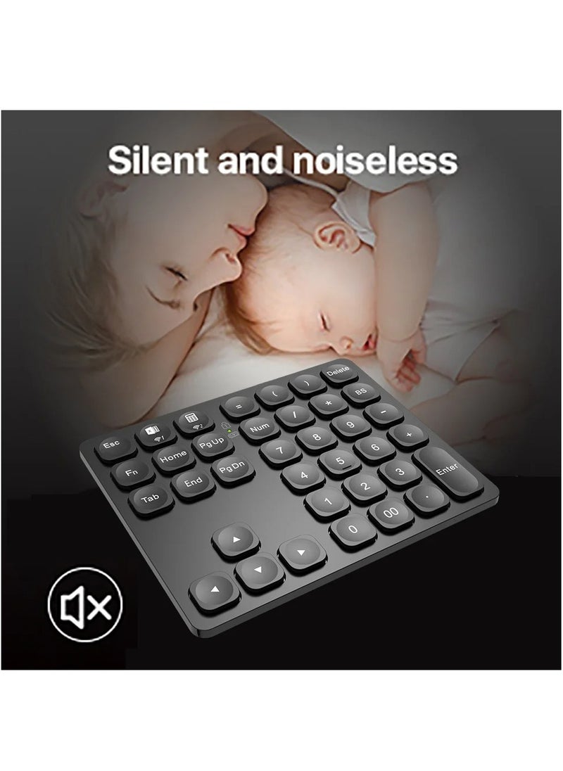 BOW Dual Bluetooth Numeric Keyboard Rechargeable Wireless Number Numpad for iPad Laptop Windows ios Slinet Digital Keyboard