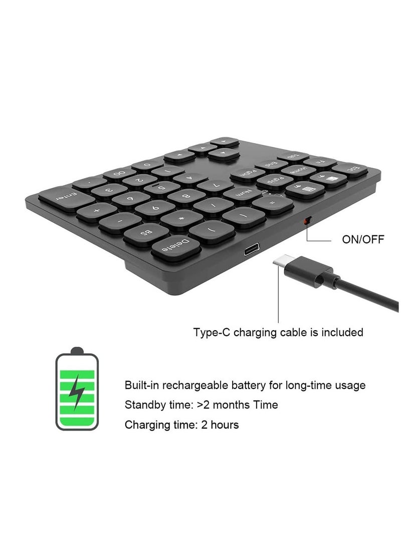 BOW Dual Bluetooth Numeric Keyboard Rechargeable Wireless Number Numpad for iPad Laptop Windows ios Slinet Digital Keyboard