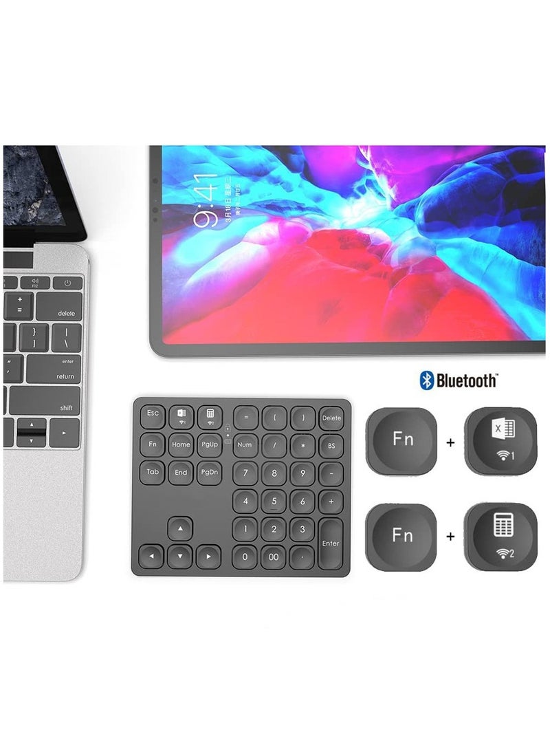 BOW Dual Bluetooth Numeric Keyboard Rechargeable Wireless Number Numpad for iPad Laptop Windows ios Slinet Digital Keyboard