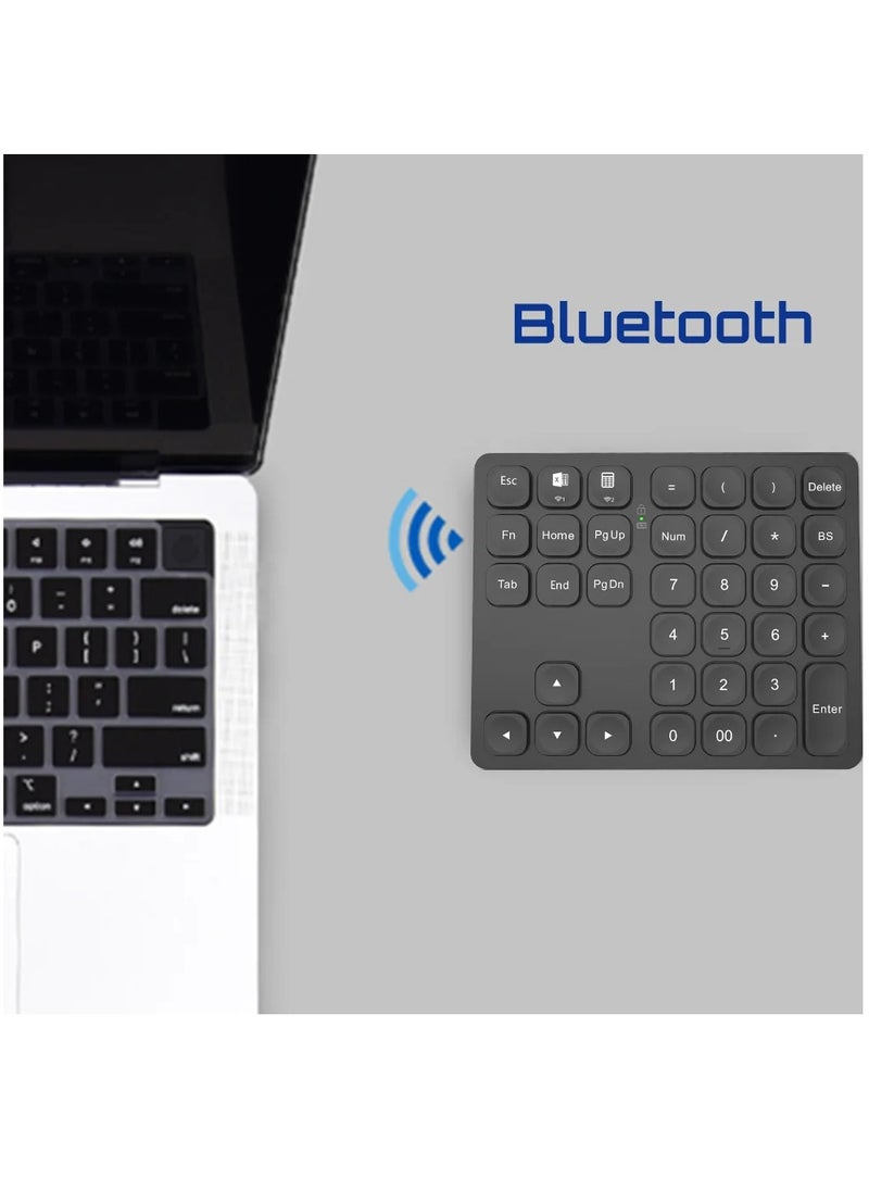 BOW Dual Bluetooth Numeric Keyboard Rechargeable Wireless Number Numpad for iPad Laptop Windows ios Slinet Digital Keyboard