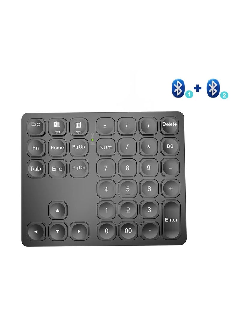 BOW Dual Bluetooth Numeric Keyboard Rechargeable Wireless Number Numpad for iPad Laptop Windows ios Slinet Digital Keyboard