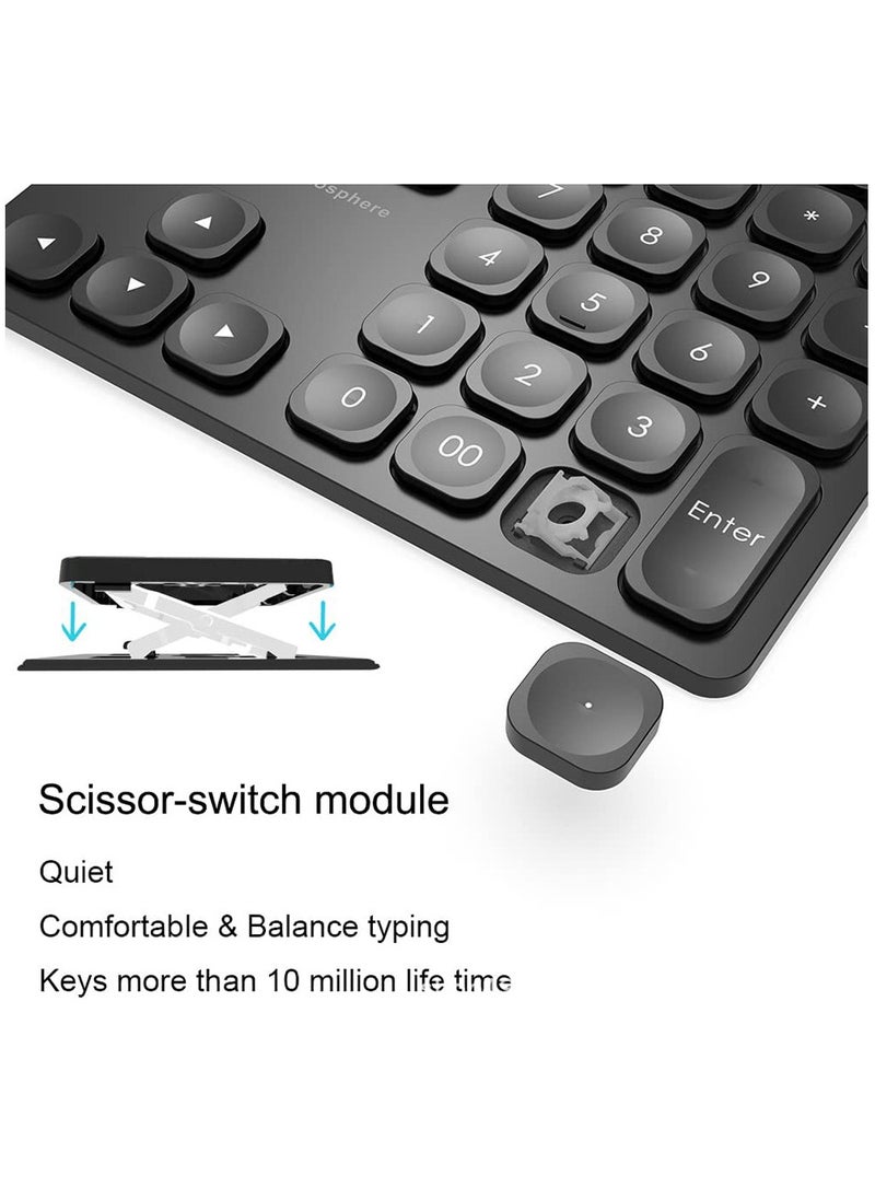 BOW Dual Bluetooth Numeric Keyboard Rechargeable Wireless Number Numpad for iPad Laptop Windows ios Slinet Digital Keyboard