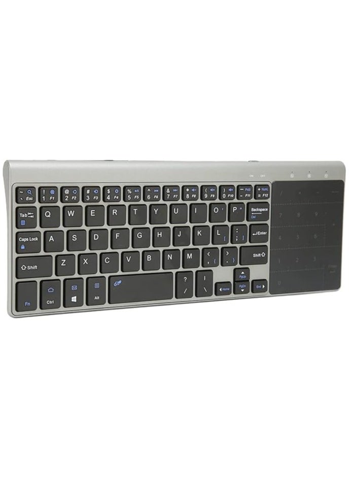 2.4G Wireless Keyboard with Touchpad, Ultra Compact Media Keyboard Sensitive Trackpad Touch TV Keyboard Smart Power Saving Full Size Keyboard for TV-Connected Computer