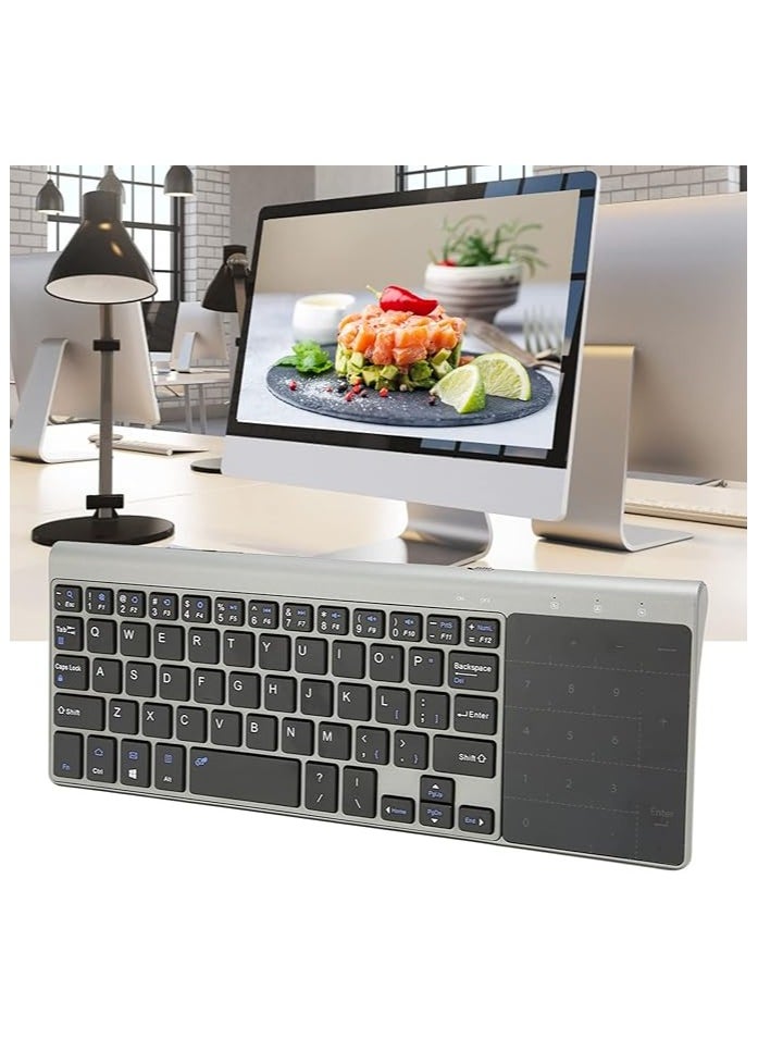 2.4G Wireless Keyboard with Touchpad, Ultra Compact Media Keyboard Sensitive Trackpad Touch TV Keyboard Smart Power Saving Full Size Keyboard for TV-Connected Computer