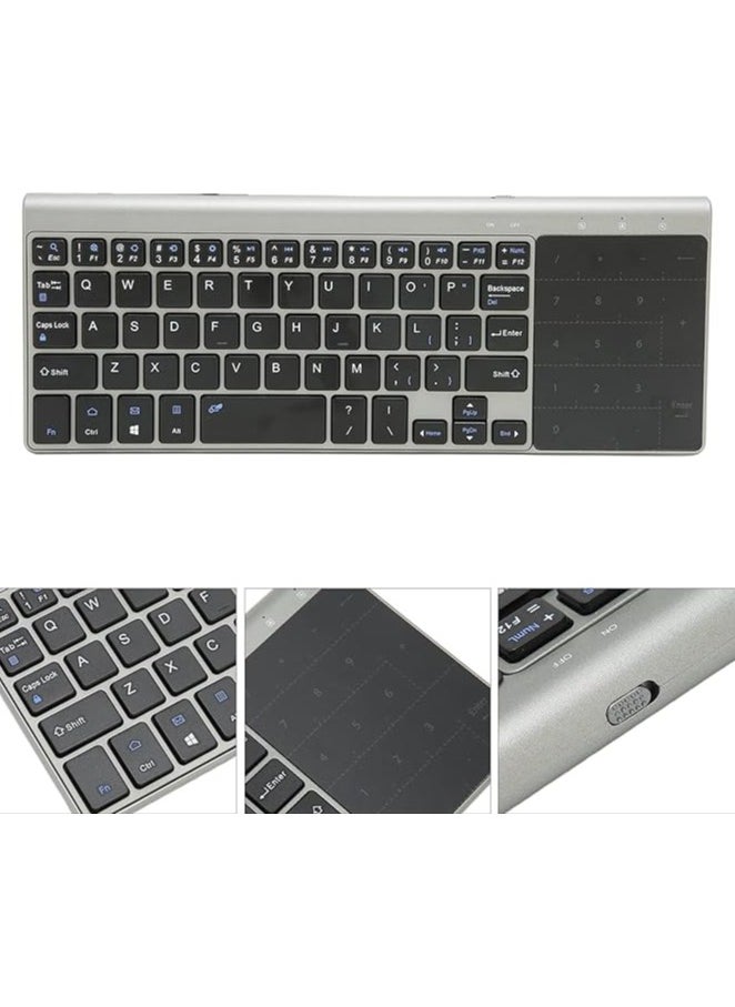 2.4G Wireless Keyboard with Touchpad, Ultra Compact Media Keyboard Sensitive Trackpad Touch TV Keyboard Smart Power Saving Full Size Keyboard for TV-Connected Computer