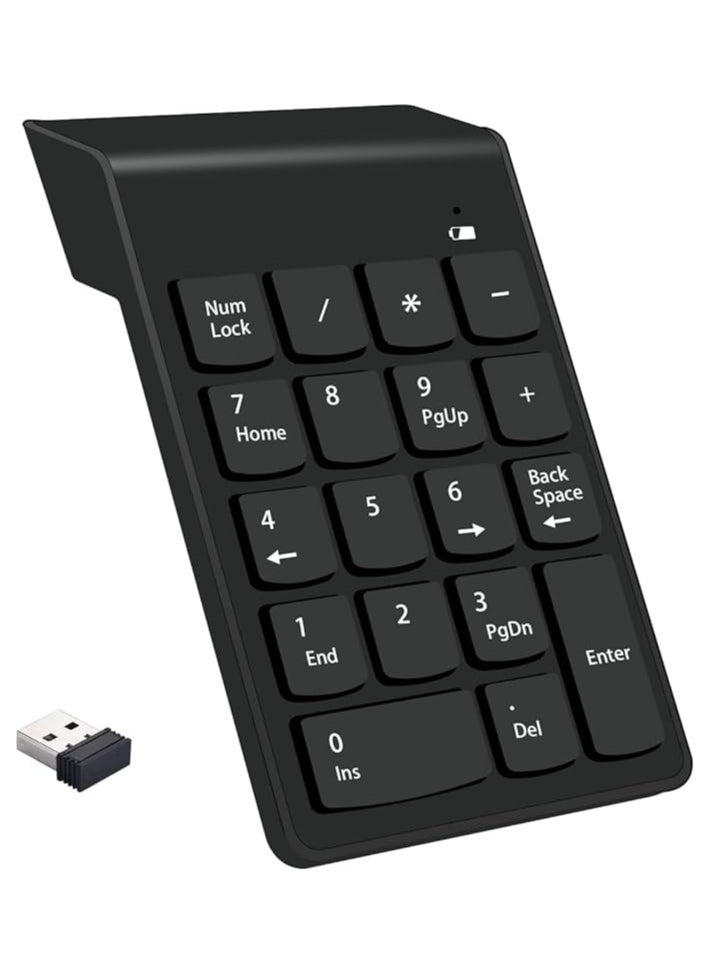 Wireless Silent Number Pad Portable Numeric Keypad Keyboard with Mini USB Receiver for Laptop Notebook, Desktop PC Computer, Compatible with Windows, 10 Million Keystrokes Life，10M Use Distance