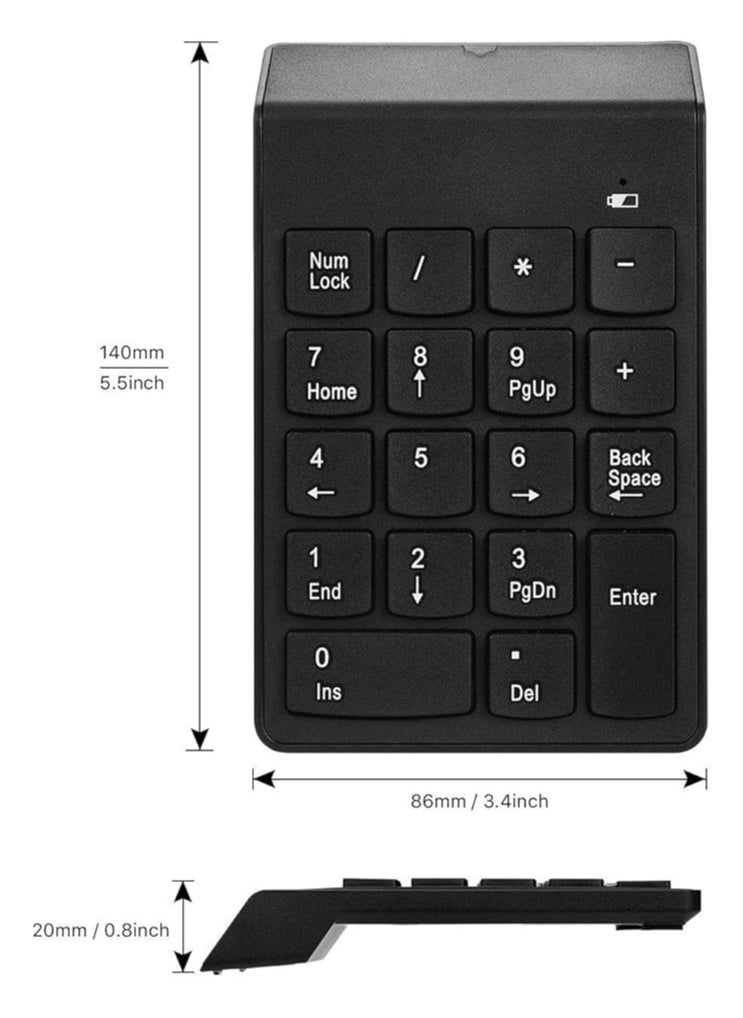 Wireless Silent Number Pad Portable Numeric Keypad Keyboard with Mini USB Receiver for Laptop Notebook, Desktop PC Computer, Compatible with Windows, 10 Million Keystrokes Life，10M Use Distance