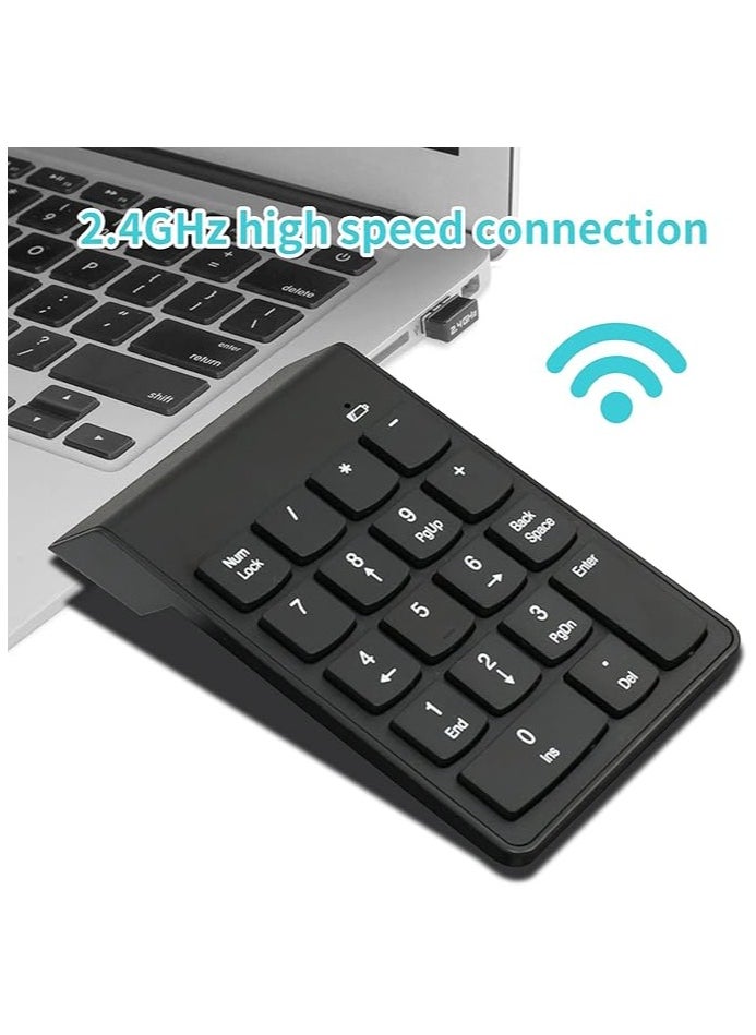 Wireless Silent Number Pad Portable Numeric Keypad Keyboard with Mini USB Receiver for Laptop Notebook, Desktop PC Computer, Compatible with Windows, 10 Million Keystrokes Life，10M Use Distance