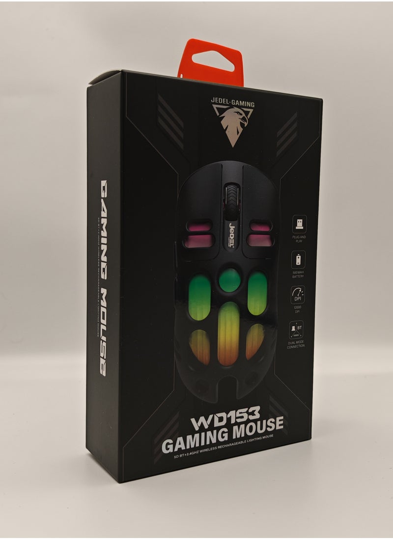 JEDEL WD153 Wireless Bluetooth Gaming Mouse for PC, Mac, Laptop, Desktop, smartphone, tablet, Computer Mice with USB Receiver, 800/1200/1600 DPI, Gray
