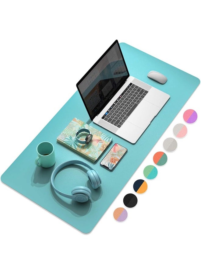 Multifunctional Ultra-Thin Waterproof PU Leather Desk Pad for Home/Office | Dual-Sided | 90 x 45 cm | Blue/Green