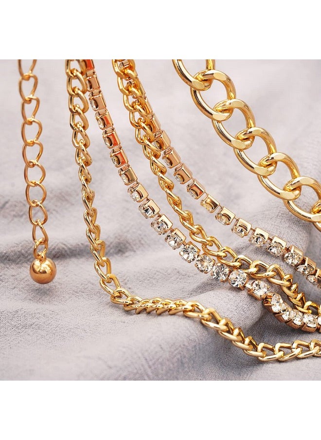 Multilayer Chain Belts For Women Rhinestone Waist Belt Punk Gorgeous Chain For Ladies Dresses Gold Plus Size 150Cm/59In