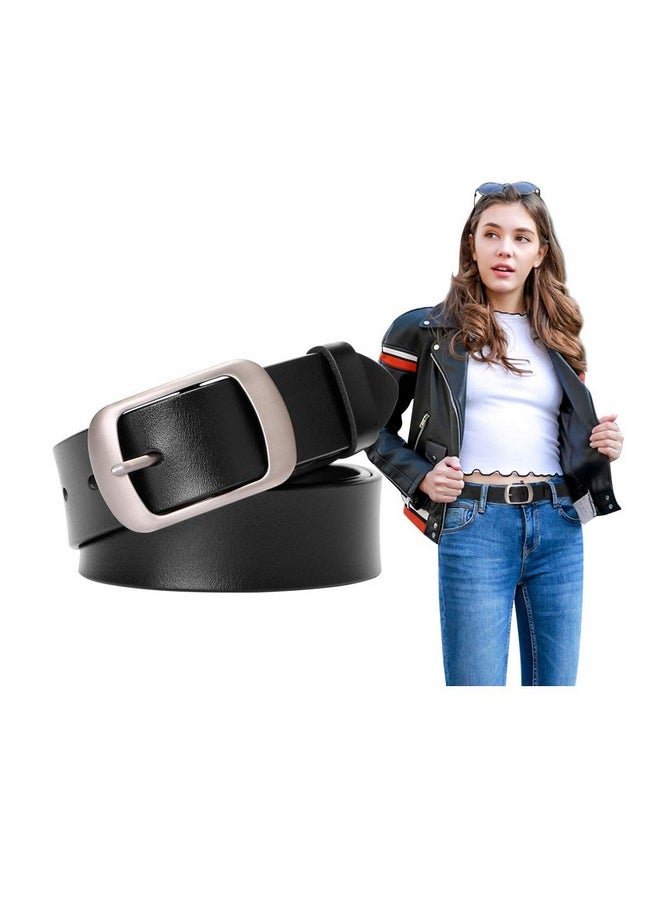 Fashion Womens Leather Belt, Soft Leather Waist Belt With Pin Buckle For Jeans Pants,Width 1.3