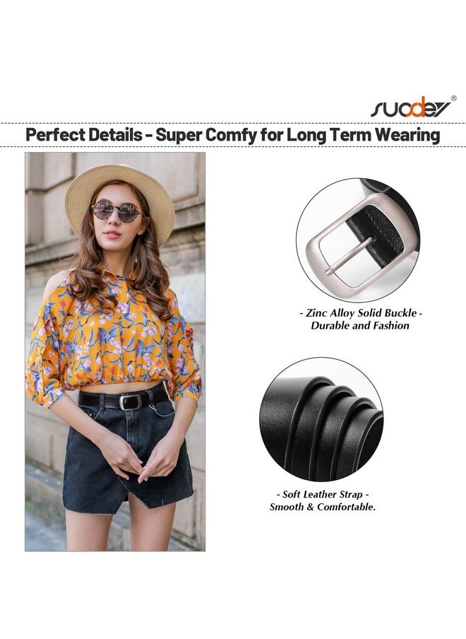 Fashion Womens Leather Belt, Soft Leather Waist Belt With Pin Buckle For Jeans Pants,Width 1.3