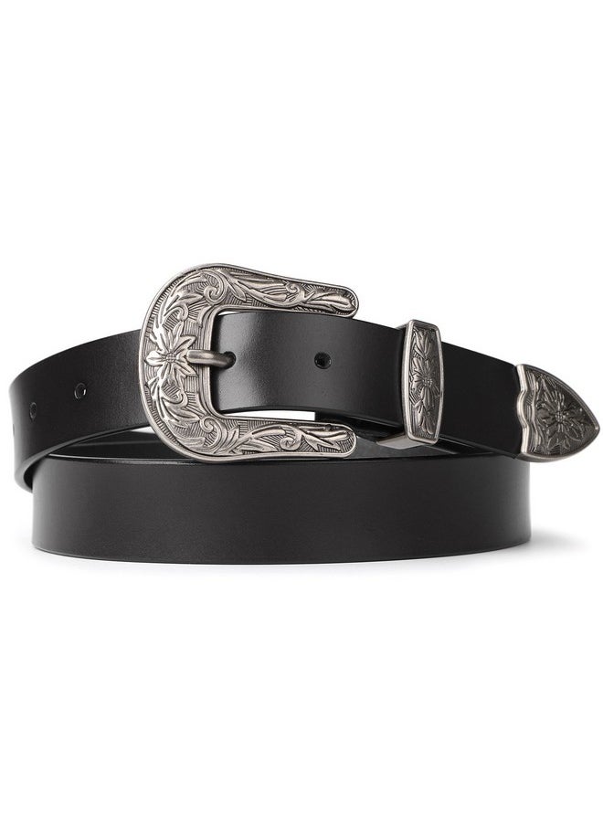 Western Designer Belts For Women, Women'S Black Leather Belts For Jeans