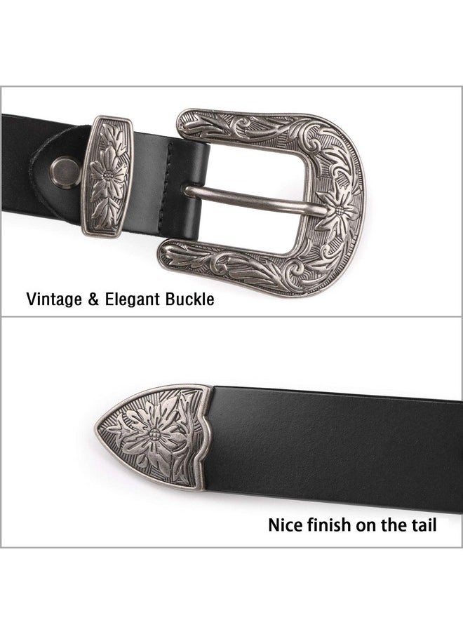 Western Designer Belts For Women, Women'S Black Leather Belts For Jeans