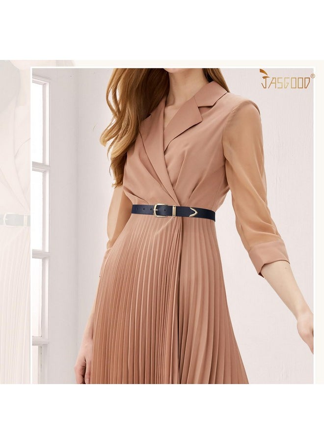 Women'S Fashion Leather Belt Ladies Gold Buckle Leather Belt For Jeans Pants Dresses