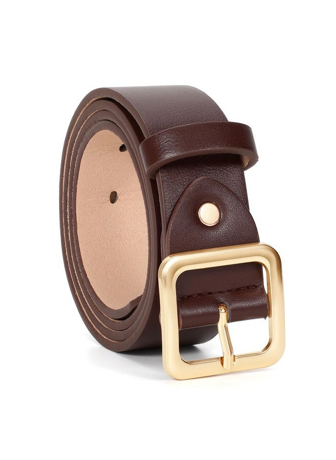 Women’S Leather Belts For Jeans Pants Dresses Fashion Ladies Black Belt With Square Buckle