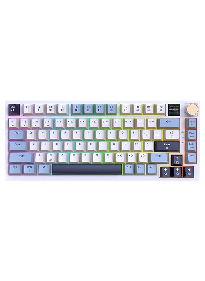 WKL-100 RGB Wireless Gasket Mechanical Keyboard,Triple Mode Bluetooth5.0/2.4G/USB-C 87 Keys Hot Swappable Gaming Keyboard, 4000 mAh Battery 1.2'' HD OLED Display Volume Rotary Button for Games and Work