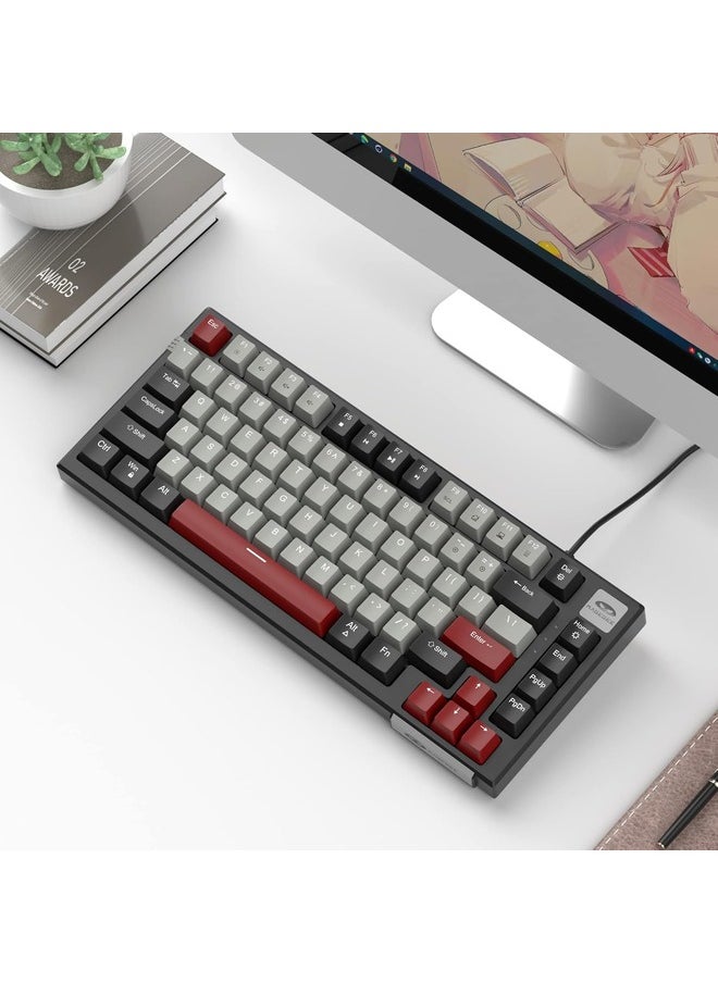 Mechanical Gaming Keyboard Ultra-Slim,LED Backlit Keyboard, 81 Keys Wired | Red Switch | Grey/Black