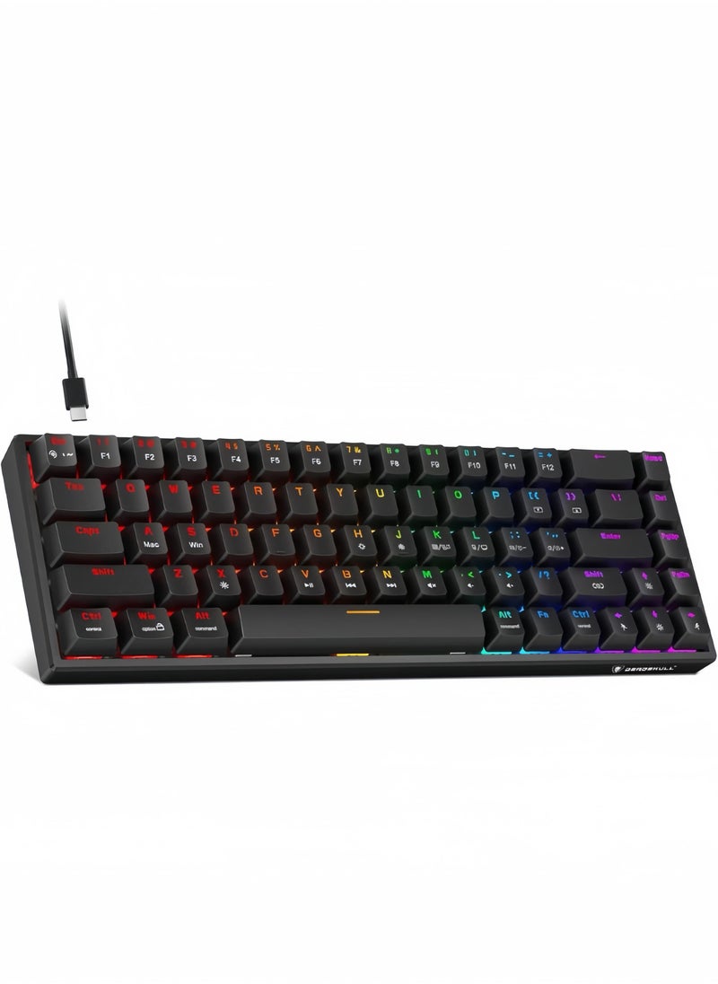 MK005PRO 60% Wired RGB Gaming Keyboard, 68 Keys Compact Mechanical Keyboard