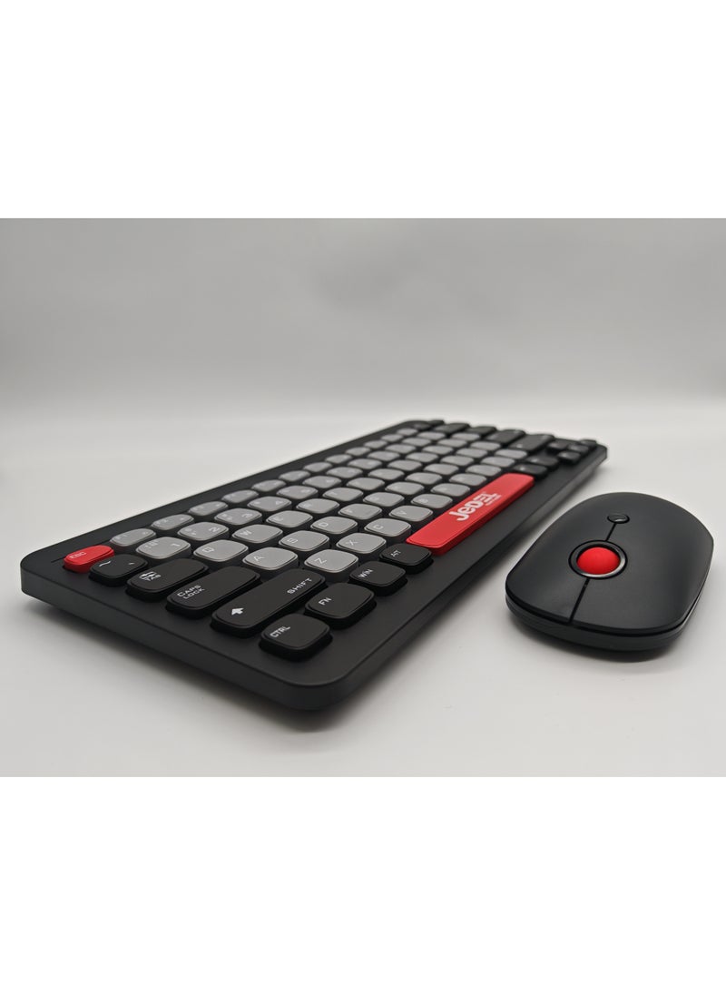 WS681B Wireless Bluetooth Office Mouse and Keyboard Set for PC, Tablet, Cell Phone Black