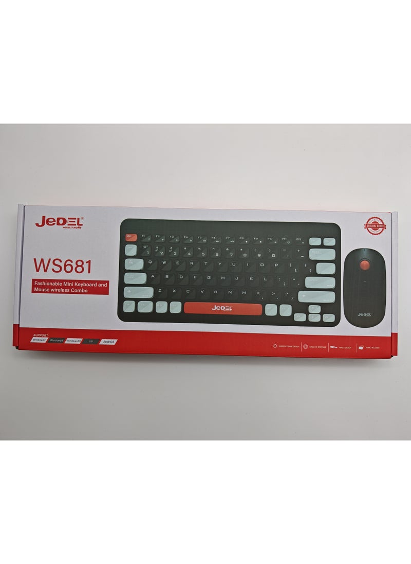 WS681B Wireless Bluetooth Office Mouse and Keyboard Set for PC, Tablet, Cell Phone Black