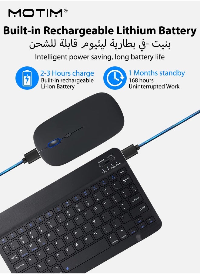 Bluetooth Keyboard and Mouse Combo, Arabic Layout, Portable Compact Wireless Mouse Keyboard Set for Android Windows Tablet Cell Phone iPhone iPad Pro Air Mini, iPad OS/iOS 13 and above