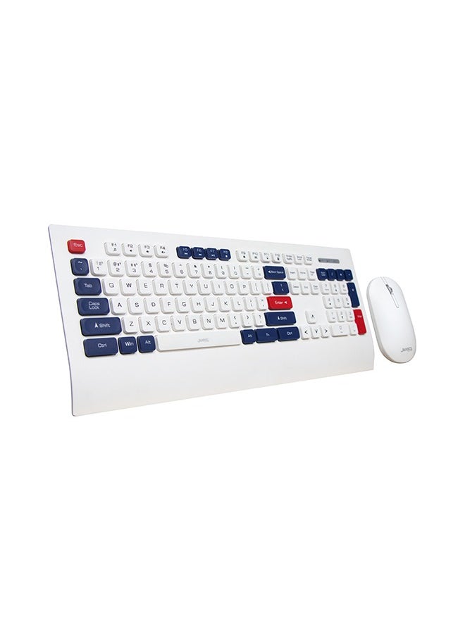 WS671 Wireless Bluetooth Office Mouse and Keyboard Set for PC, Tablet, Cell Phone White Blue