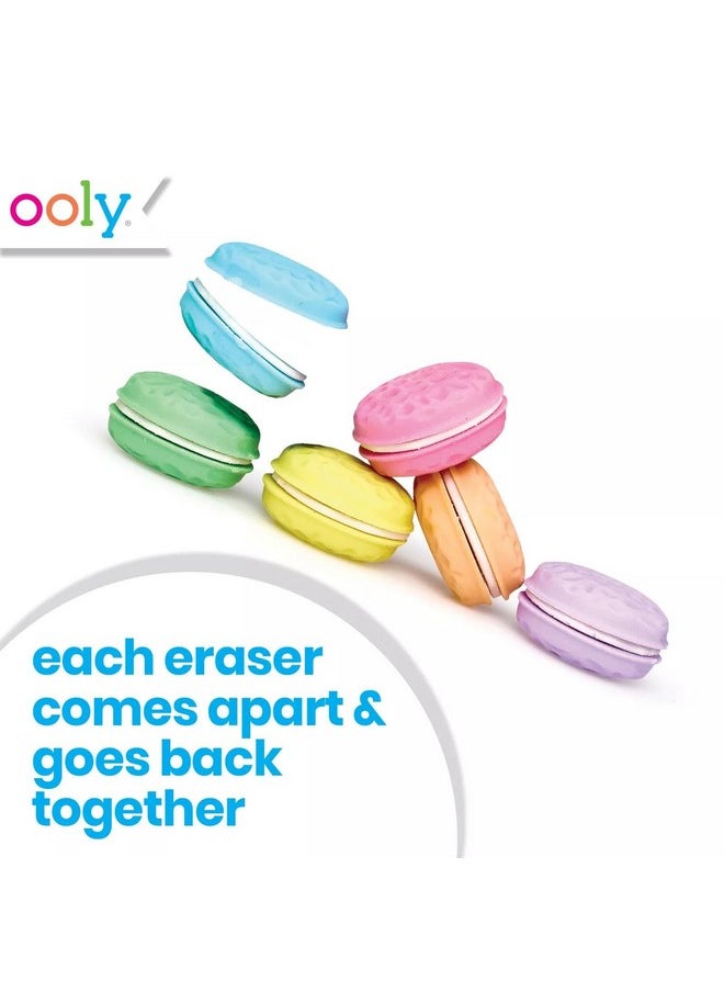 Macarons Vanilla-Scented Erasers For Pencils - Set Of 6 Colorful Macaron Erasers For School, Home, Or Office - Mix And Match Puzzle Erasers - Scented Erasers For Kids And Adults