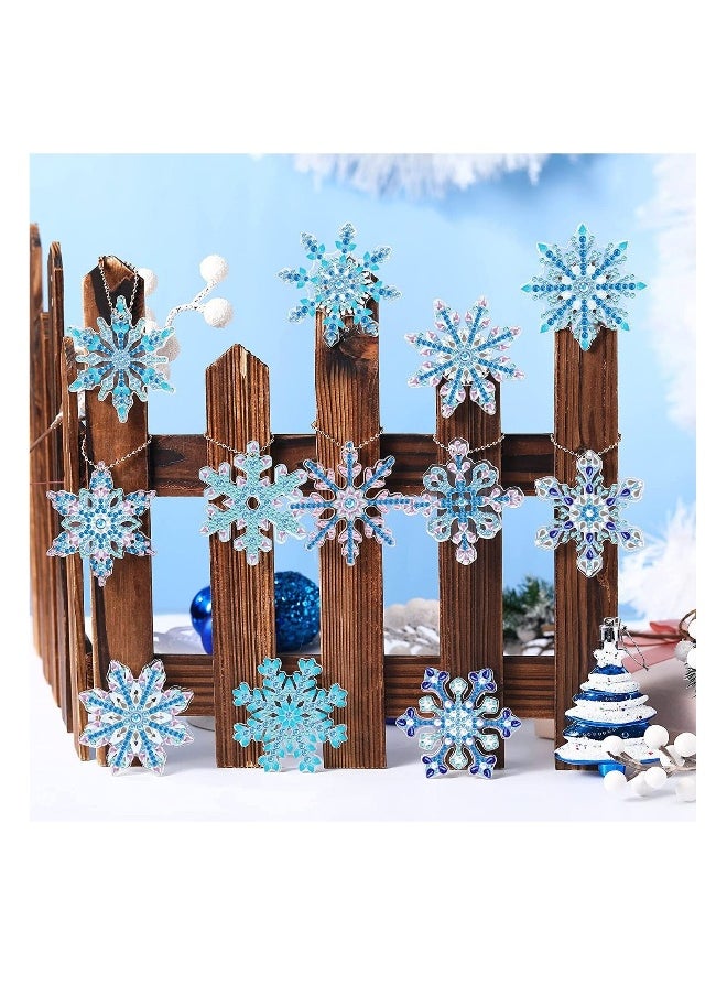 12 Pcs 5D Snowflake Diamond Painting Keychain Full Drill Making Diamond Key Rings Art Keychains Pendant DIY Diamond Accessories