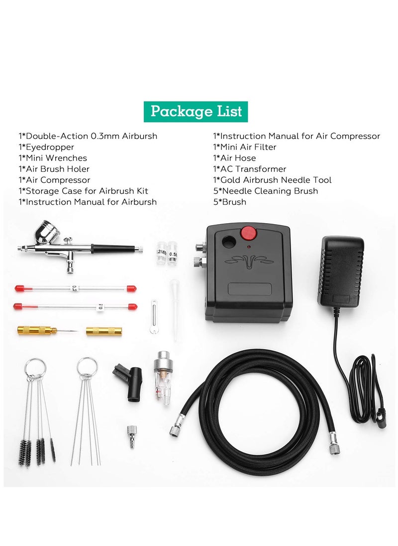 Mini Airbrush, Portable Airbrush Set with Air Compressor for Cake Decorating, Craft Tools, Painting and Nail Art.