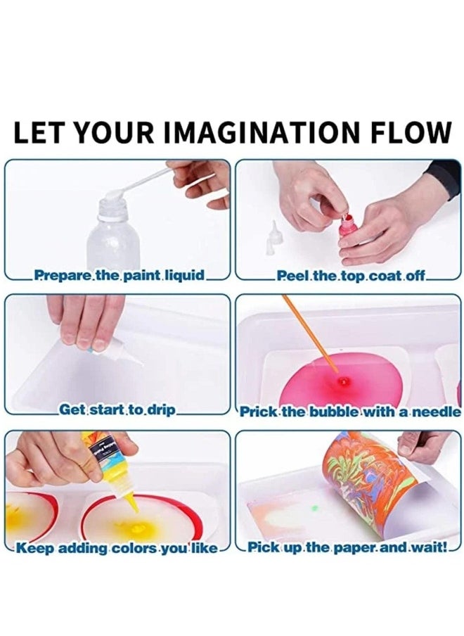 Marbling Kit for Children,Watercolor Paint Kit Marble Painting Kit   Creative Toys Holiday Gifts for Girls and Boys Aged 6 7 8 9 10 11 12