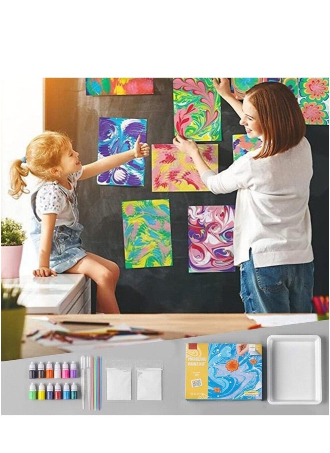 Marbling Kit for Children,Watercolor Paint Kit Marble Painting Kit   Creative Toys Holiday Gifts for Girls and Boys Aged 6 7 8 9 10 11 12