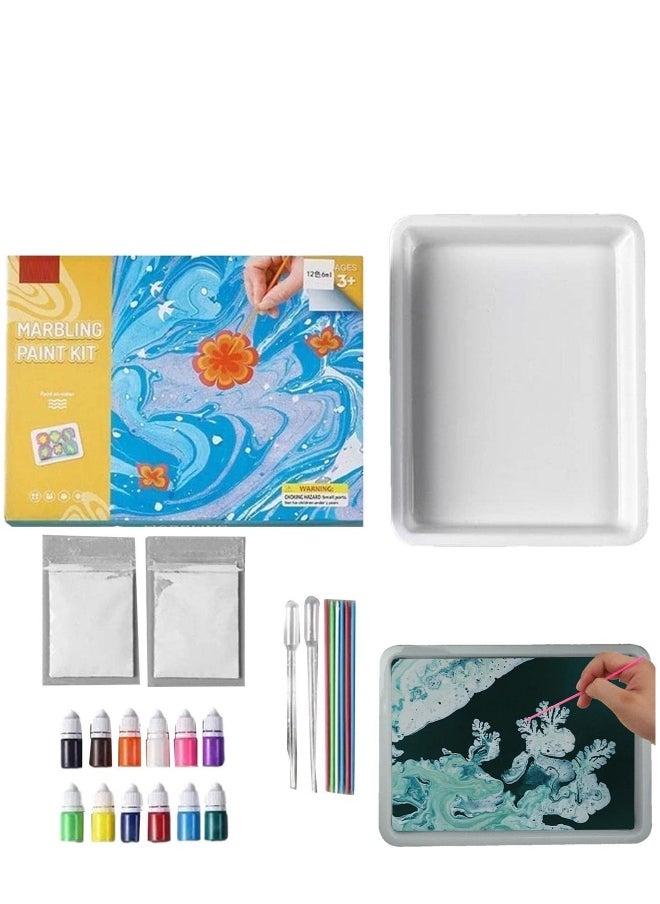 Marbling Kit for Children,Watercolor Paint Kit Marble Painting Kit   Creative Toys Holiday Gifts for Girls and Boys Aged 6 7 8 9 10 11 12