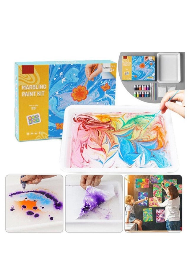 Marbling Kit for Children,Watercolor Paint Kit Marble Painting Kit   Creative Toys Holiday Gifts for Girls and Boys Aged 6 7 8 9 10 11 12