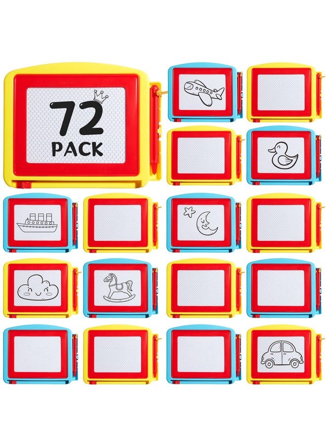 72 Pcs Mini Magnetic Drawing Board Magnetic Board For Kids, Erasable Doodle Board Travel Size Writing Board Doodle Small Painting Sketching Pad For Toddlers Baby Activity Games, 2 Style, 6 X 4.75 Inch