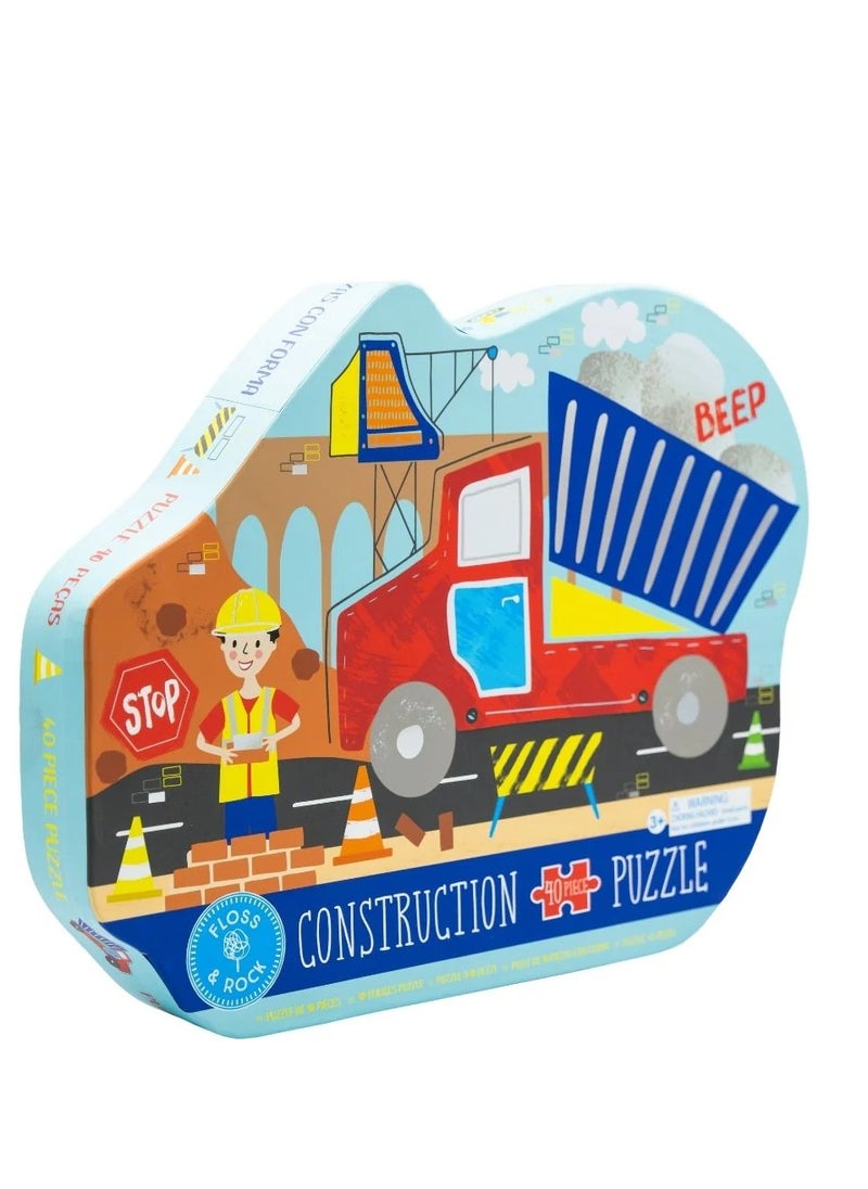 Floss & Rock Construction Truck 40-Piece Jigsaw Puzzle - Fun Puzzle for Kids