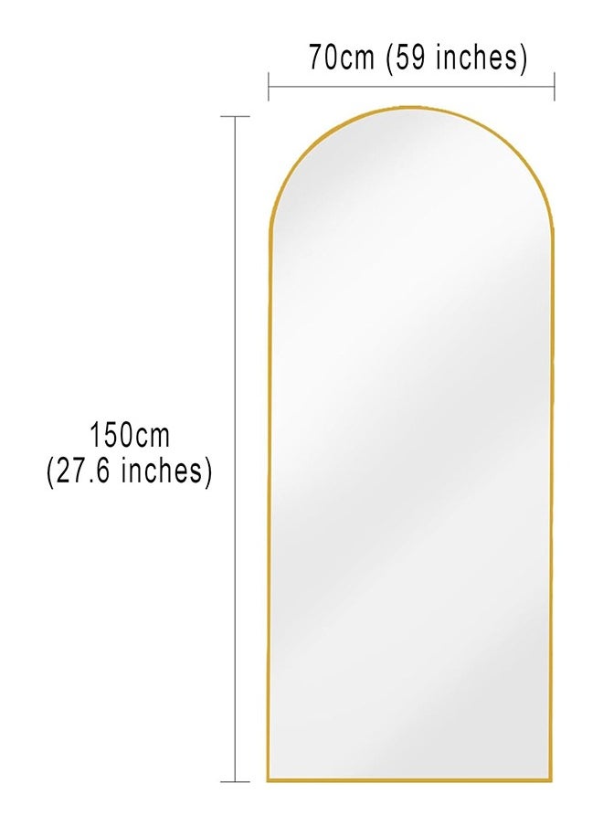 Full-Length Arched Mirror with Gold Frame – Freestanding or Wall-Mounted Glassless Mirror, 59