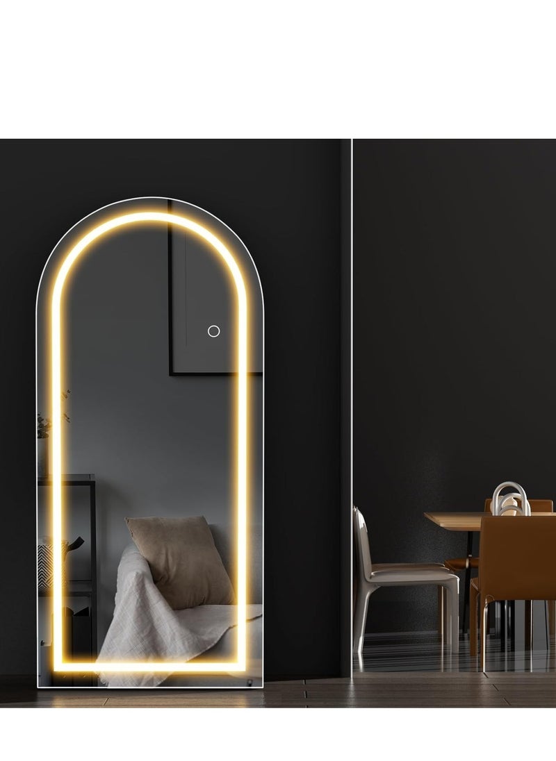 Arched Full-Length Mirror with LED Lights, 63