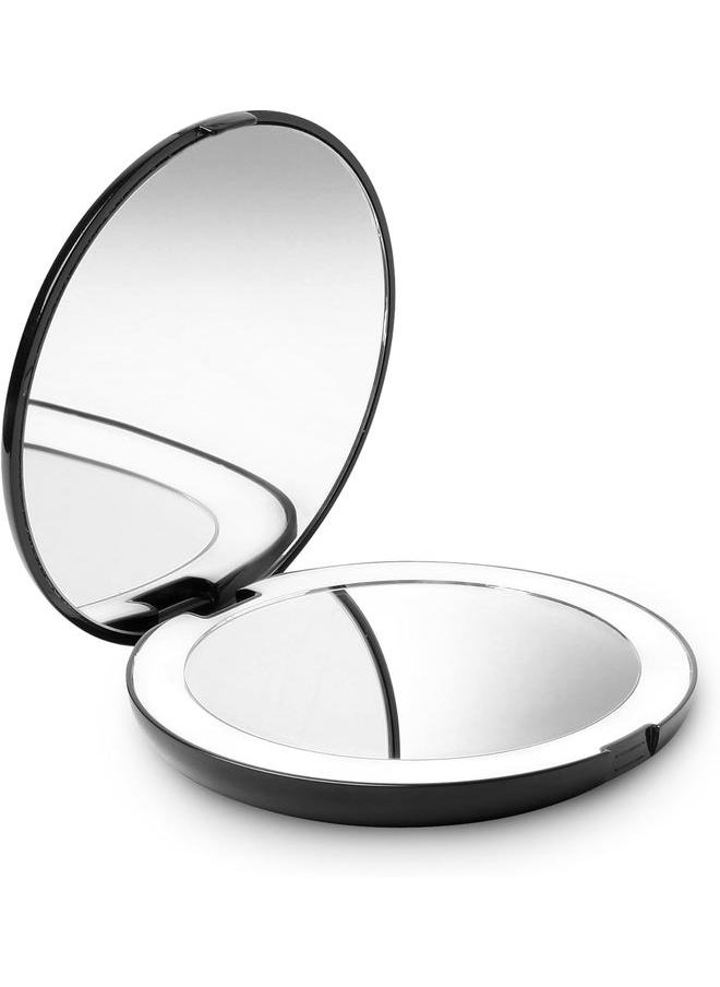 bluejw LED Lighted Travel Makeup Mirror, 1x/10x Magnification - Daylight LED, Compact, Portable, Large 5” Wide Illuminated Folding Mirror